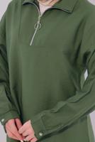 Tesettür giyim HAKİ FERMUARLI PANTOLONLU TAKIM T 5274