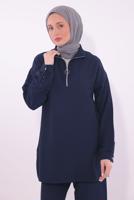 Tesettür giyim LACİVERT FERMUARLI PANTOLONLU TAKIM T 5274