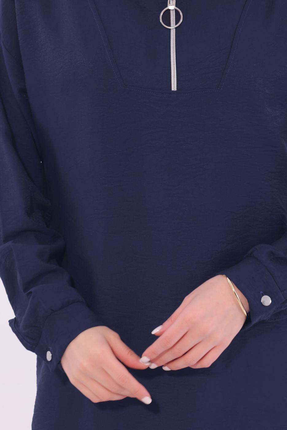 Tesettür giyim LACİVERT FERMUARLI PANTOLONLU TAKIM T 5274