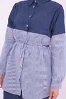 Tesettür giyim LACİVERT ÇİZGİLİ PANTOLONLU TAKIM T 5574