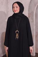 Tesettür giyim SİYAH KOLYELİ SALAŞ PANTOLONLU TAKIM T 5674