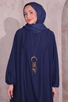 Tesettür giyim LACİVERT KOLYELİ SALAŞ PANTOLONLU TAKIM T 5674