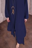 Tesettür giyim LACİVERT KOLYELİ SALAŞ PANTOLONLU TAKIM T 5674