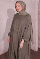 Tesettür giyim VİZON KOLYELİ SALAŞ PANTOLONLU TAKIM T 5674