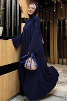 Tesettür giyim LACİVERT PİLELİ PANTOLONLU TAKIM T 5758