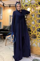 Tesettür giyim LACİVERT PİLELİ PANTOLONLU TAKIM T 5758