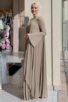 Tesettür giyim VİZON PİLELİ PANTOLONLU TAKIM T 5758