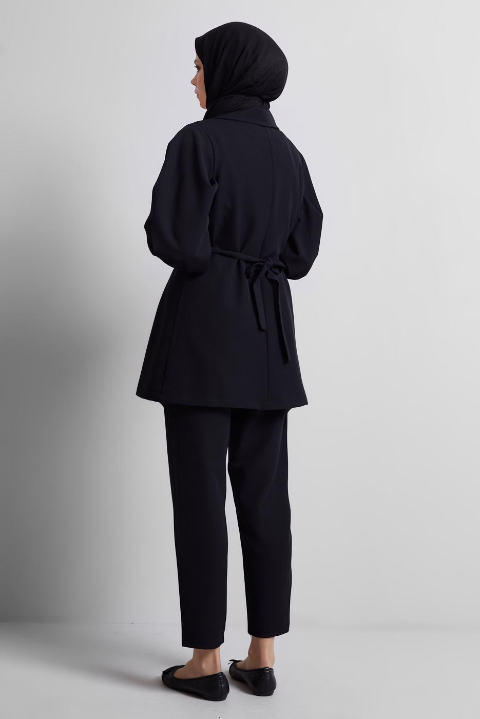 Vêtements hijab NOIR COSTUME PANTALON CEINTURE T 5816