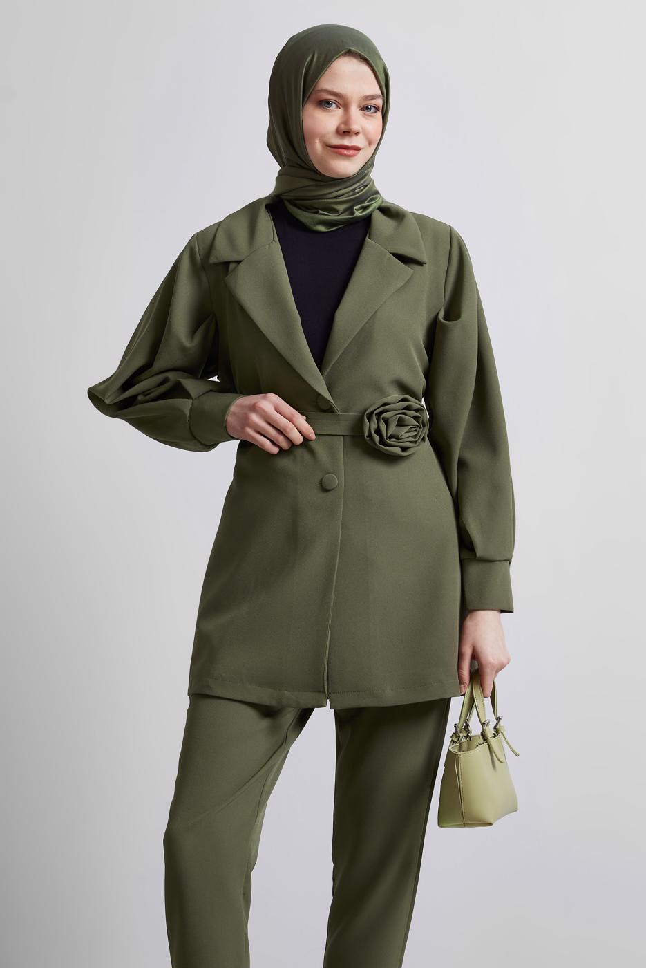 Vêtements hijab KAKI COSTUME PANTALON CEINTURE T 5816