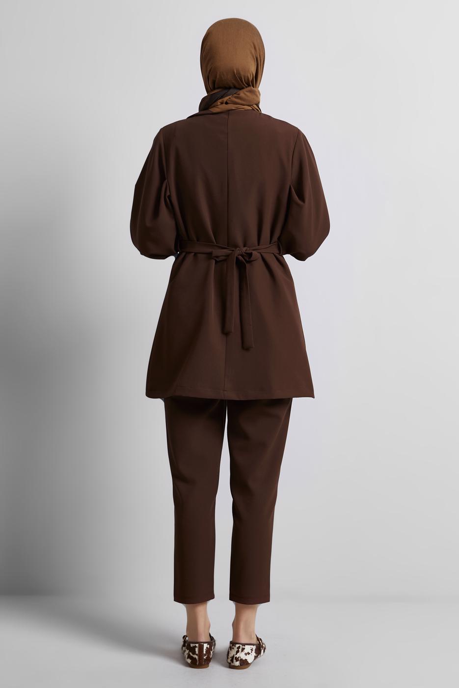 Vêtements hijab BRUN COSTUME PANTALON CEINTURE T 5816