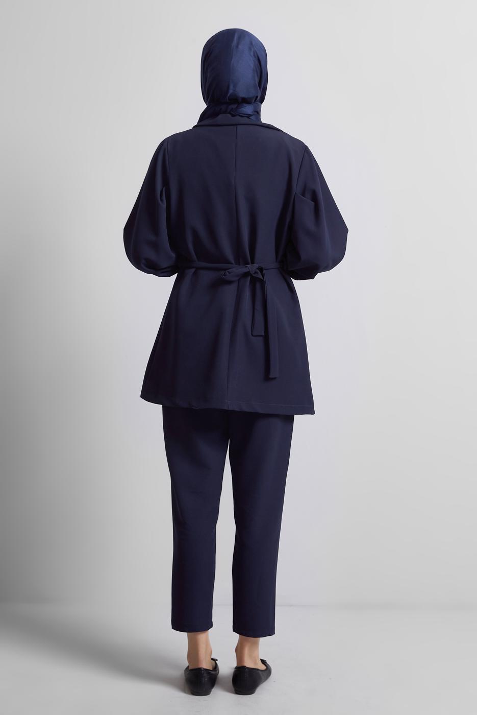 Vêtements hijab BLEU MARINE COSTUME PANTALON CEINTURE T 5816