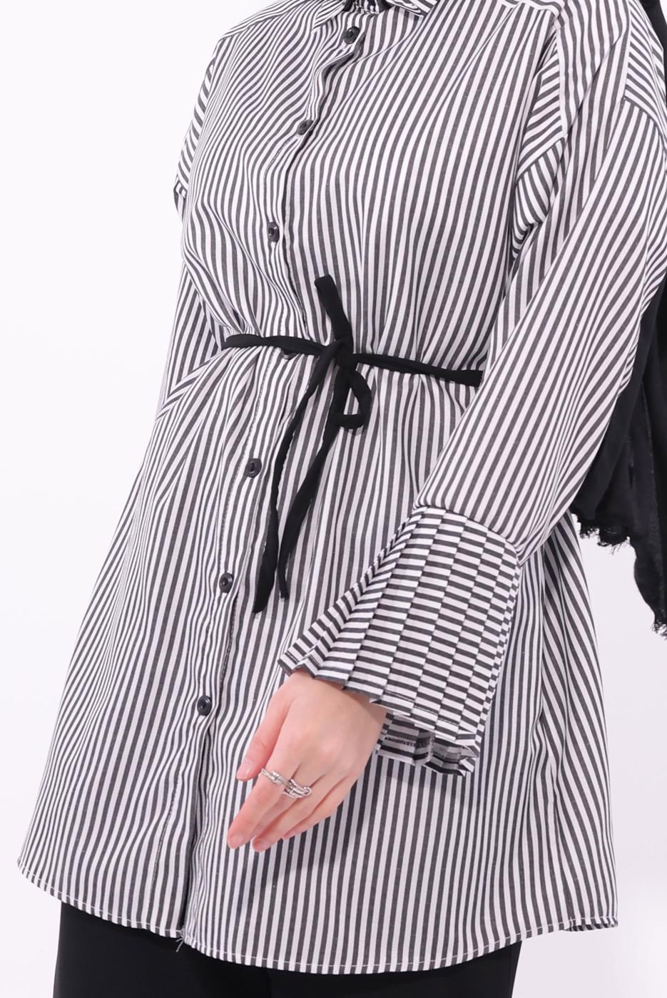 Hijab clothing BLACK STRIPED PANTS SUIT T 6284