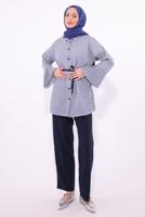 Tesettür giyim LACİVERT ÇİZGİLİ PANTOLONLU TAKIM T 6284