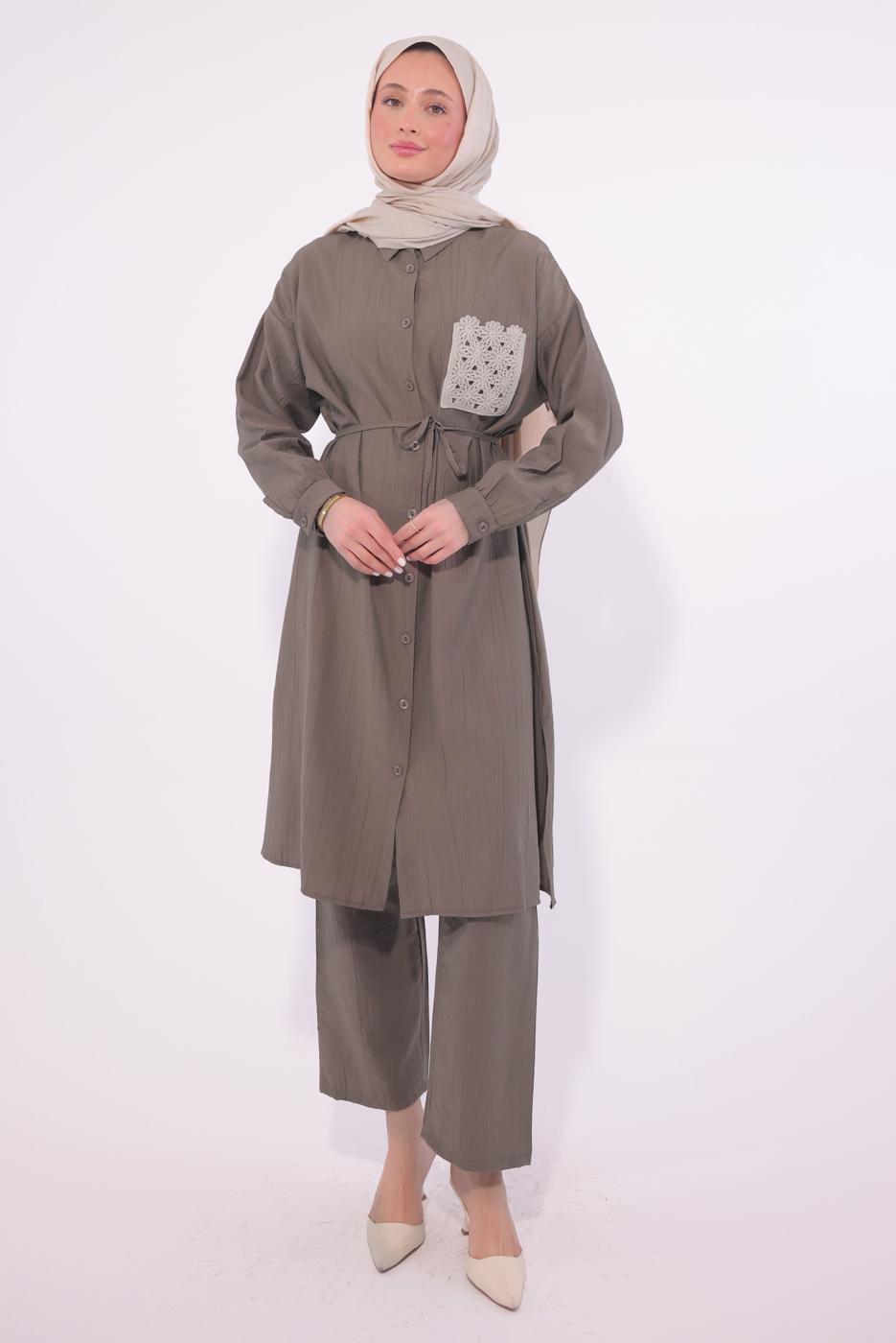 Hijab clothing MINK EMBROIDERED PANTS SUIT T 6374