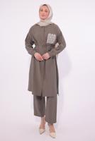 Hijab clothing MINK EMBROIDERED PANTS SUIT T 6374