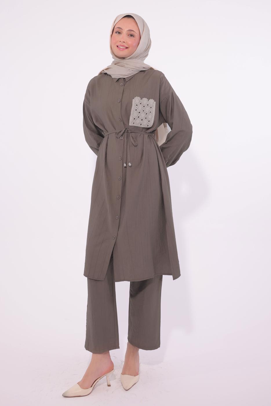Hijab clothing MINK EMBROIDERED PANTS SUIT T 6374