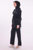Tesettür giyim SİYAH TAŞLI PANTOLONLU TAKIM T 6674