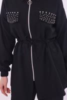 Tesettür giyim SİYAH TAŞLI PANTOLONLU TAKIM T 6674