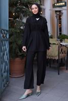Hijab clothing BLACK ELASTIC WAIST PANTS SUIT T 6984