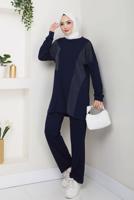 Vêtements hijab BLEU MARINE COSTUME PANTALON DÉTAILLÉ GEM T 7075