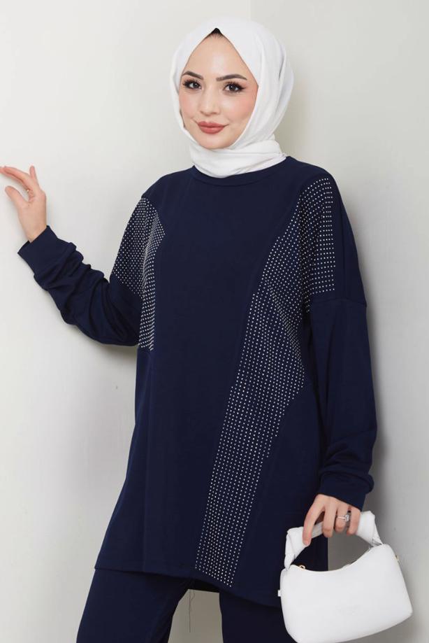 Vêtements hijab  GEM DETAILED PANTS SUIT T 7075 - TRENDTESETTÜR