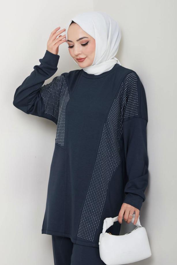 Vêtements hijab  GEM DETAILED PANTS SUIT T 7075 - TRENDTESETTÜR