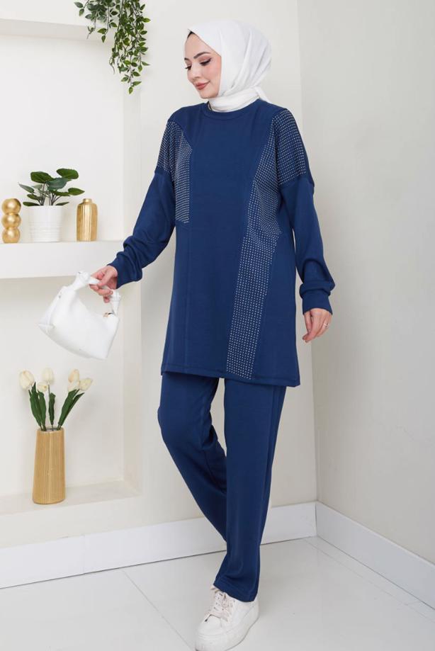 Vêtements hijab  GEM DETAILED PANTS SUIT T 7075 - TRENDTESETTÜR