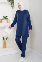 Vêtements hijab BLEU MARINE COSTUME PANTALON DÉTAILLÉ GEM T 7075