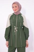 Tesettür giyim YEŞİL İKİ RENKLİ PANTOLONLU TAKIM T 7374