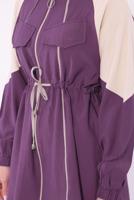 Tesettür giyim MOR İKİ RENKLİ PANTOLONLU TAKIM T 7374