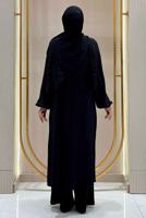 Tesettür giyim SİYAH ŞALLI PANTOLONLU TAKIM T 7393