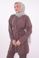 Tesettür giyim MÜRDÜM KOLYE DETAYLI PANTOLONLU TAKIM T 7674