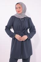 Tesettür giyim GRİ KOLYE DETAYLI PANTOLONLU TAKIM T 7674