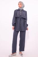 Hijab clothing GREY TIED WAIST PANTS SUIT T 8184