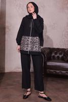 Hijab clothing BLACK LEOPARD PATTERNED PANTS SUIT T 8474