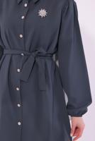 Tesettür giyim GRİ KUŞAKLI PANTOLONLU TAKIM T 8674