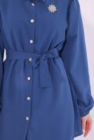 Tesettür giyim LACİVERT KUŞAKLI PANTOLONLU TAKIM T 8674