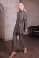 Hijab clothing MINK SHIRT COLLAR PANTS SUIT T 8884