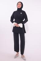 Tesettür giyim SİYAH BONCUK DETAYLI PANTOLONLU TAKIM T 9174