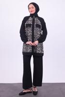 Hijab clothing BLACK LEOPARD PATTERNED PANTS SUIT T 9474