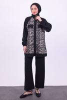 Hijab clothing BLACK LEOPARD PATTERNED PANTS SUIT T 9474