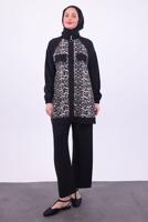 Hijab clothing BLACK LEOPARD PATTERNED PANTS SUIT T 9474
