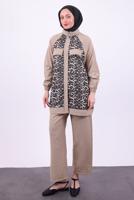 Hijab clothing MINK LEOPARD PATTERNED PANTS SUIT T 9474