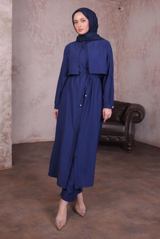 Vêtements hijab BLEU MARINE COSTUME PANTALON TAILLE NOUÉE T 9784 - TRENDTESETTÜR