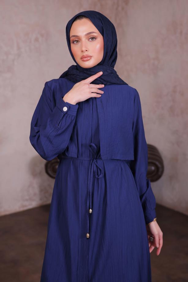Vêtements hijab BLEU MARINE COSTUME PANTALON TAILLE NOUÉE T 9784 - TRENDTESETTÜR