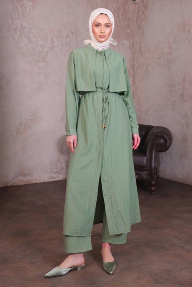 Vêtements hijab VERT COSTUME PANTALON TAILLE NOUÉE T 9784 - TRENDTESETTÜR