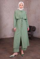 Hijab clothing GREEN TIED WAIST PANTS SUIT T 9784