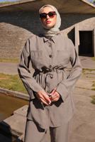 Hijab clothing MINK SMOCKING WAIST PANTS SUIT T 9884