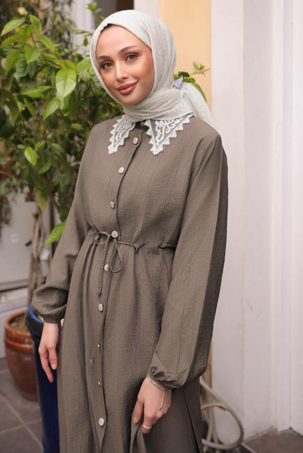 Vêtements hijab VISON COSTUME PANTALON AVEC DÉTAILS EN DENTELLE T 9984 - TRENDTESETTÜR