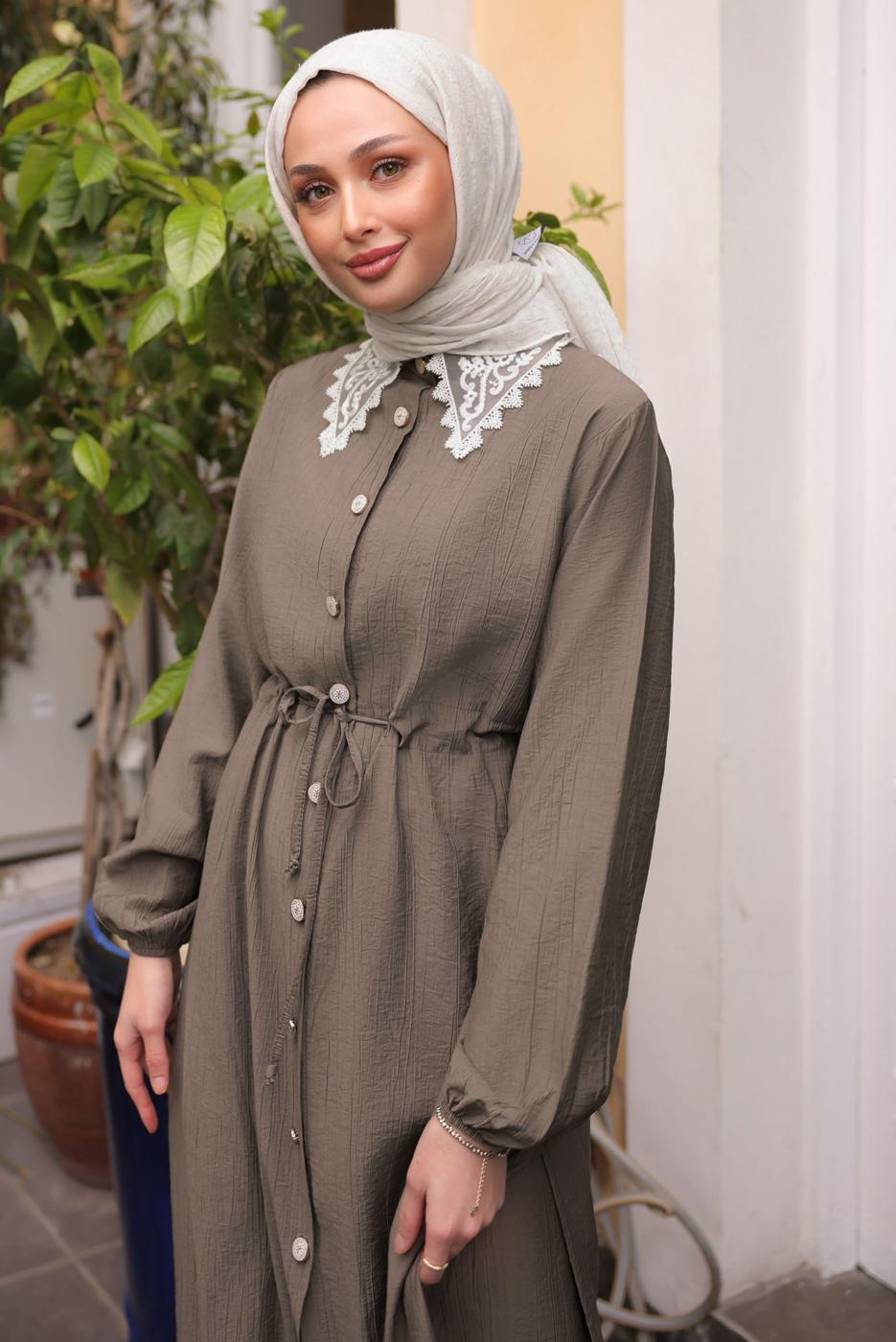 Hijab clothing MINK LACE DETAILED PANTS SUIT T 9984